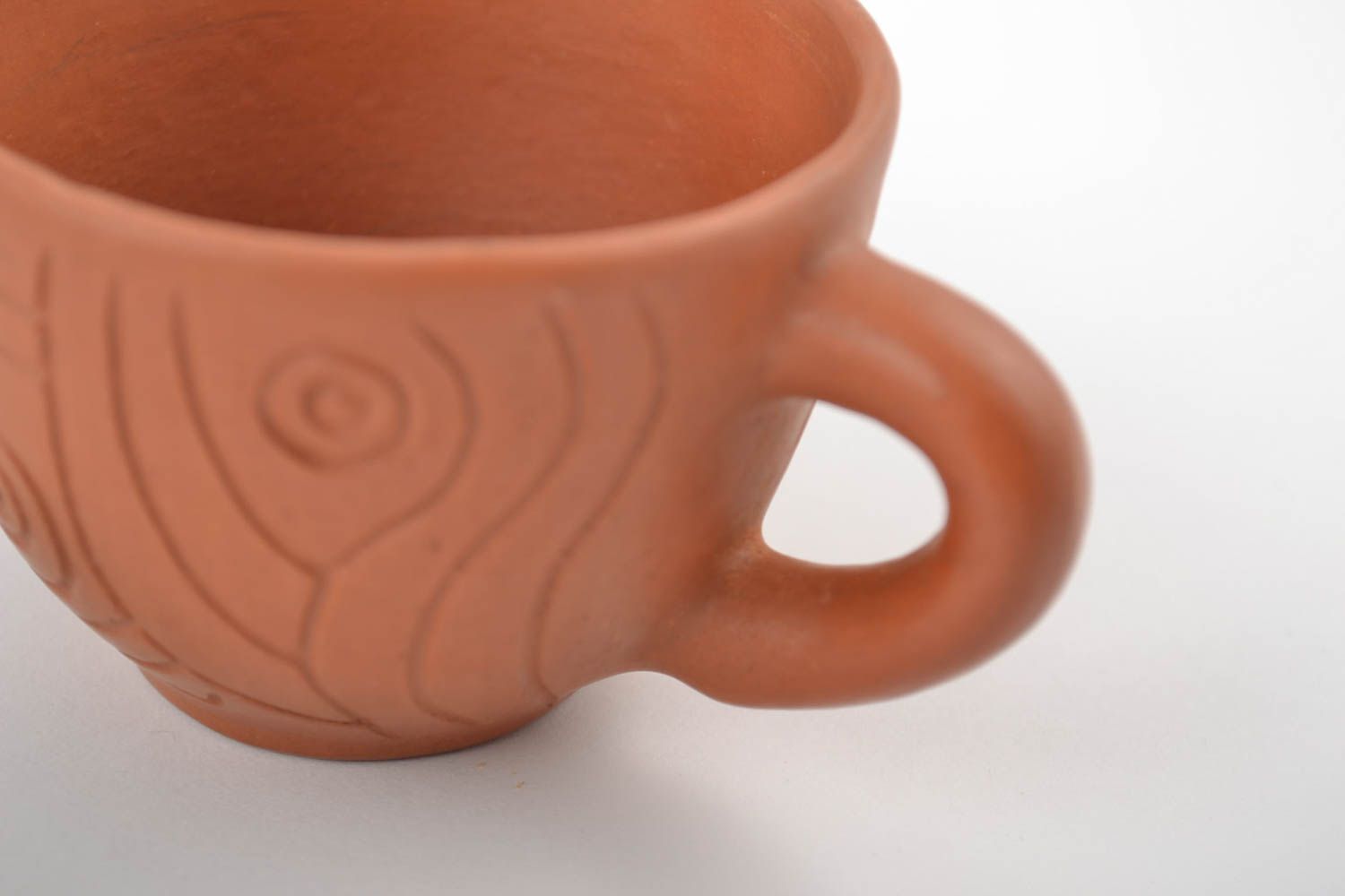 Clay cup Mexico terracotta color 3 oz with handle photo 5