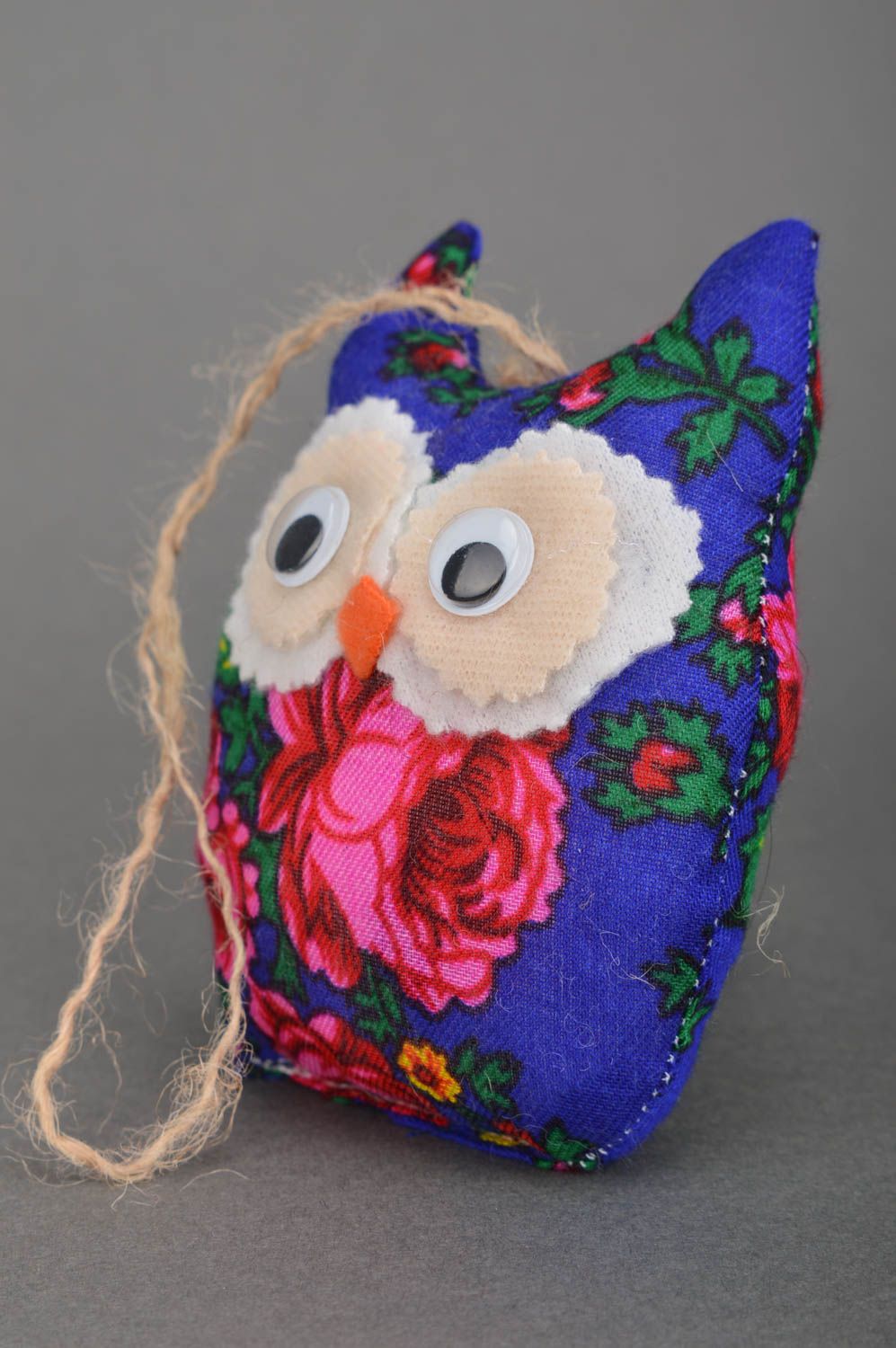 Игрушка сова игрушка ручной работы из хлопка интересный подарок с петелькой фото 2