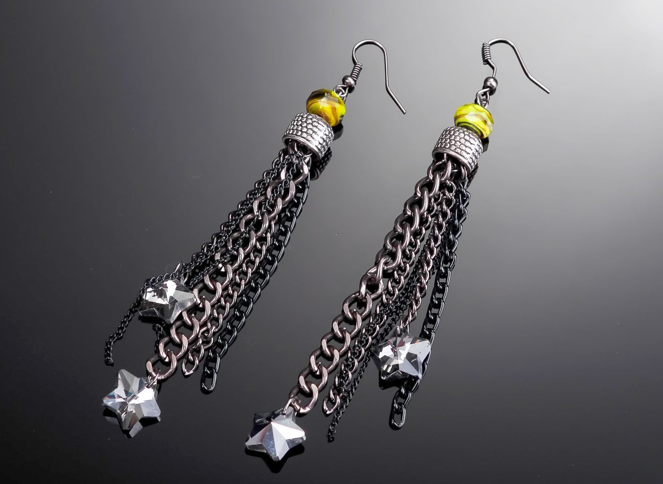 Metal earrings Chains & Stars photo 1