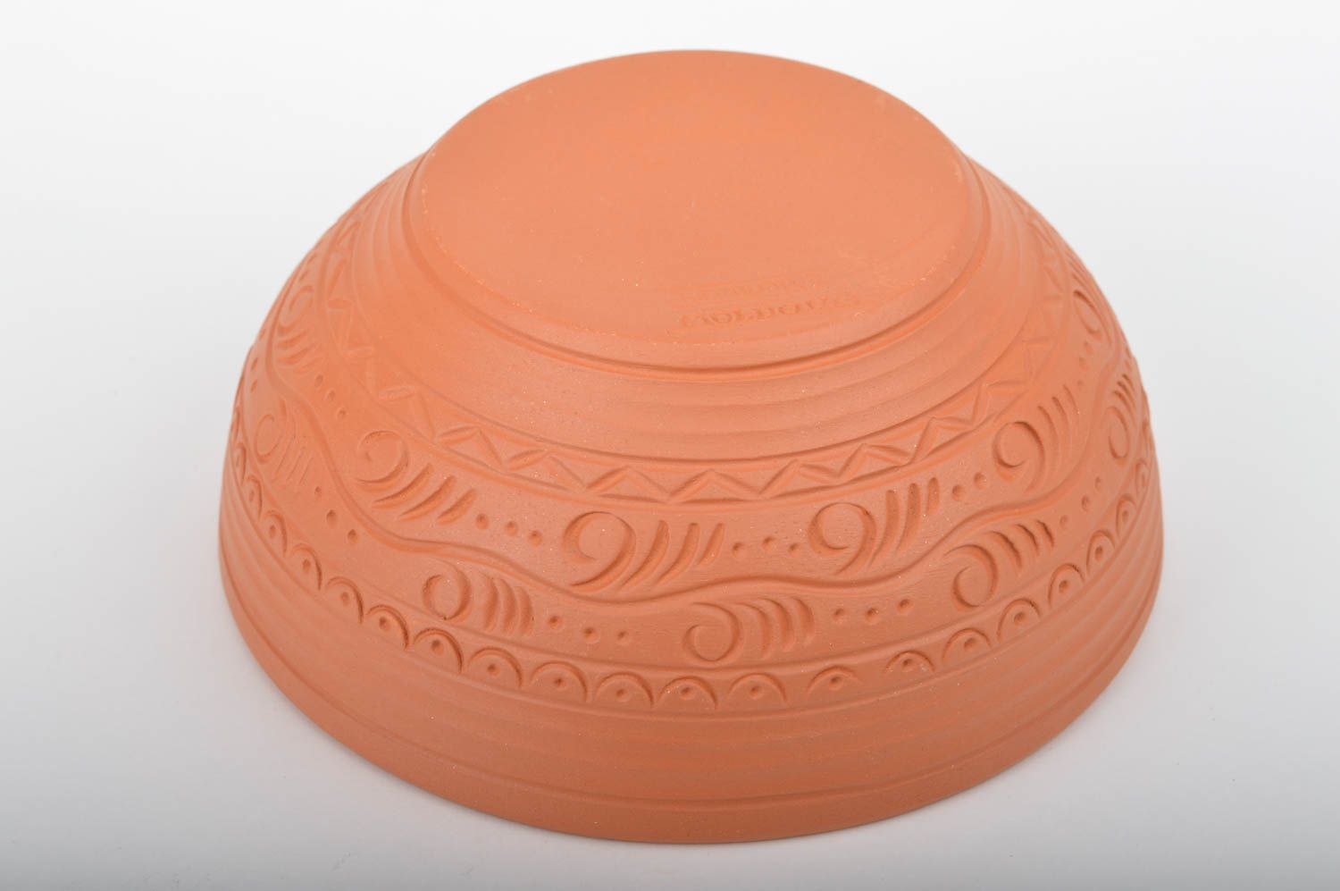 Joli bol en céramique avec ornements 1 litre fait main vaisselle claire photo 5