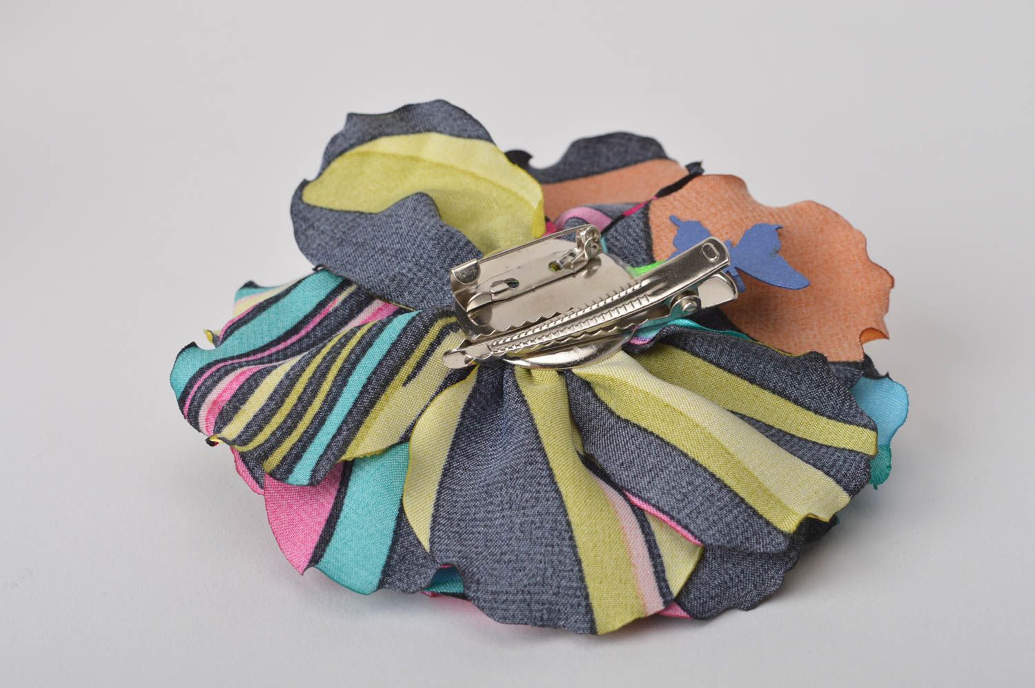 Handmade Schmuck Brosche Haarspange Blume Haar Accessoires mit grellen Streifen foto 5