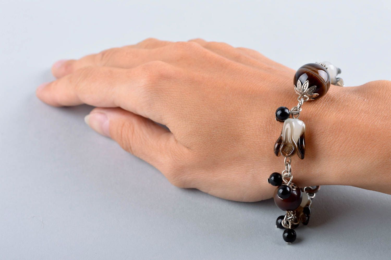 Bracelet original Bijou fait main en verre et pierre Accessoire femme cadeau photo 5