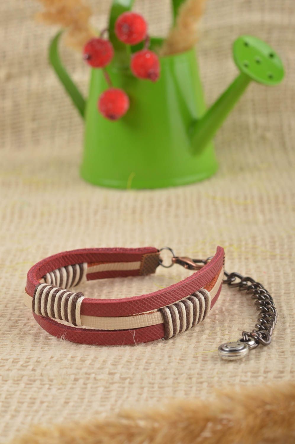 Stylish handmade leather bracelet leather goods wrist bracelet designs photo 1