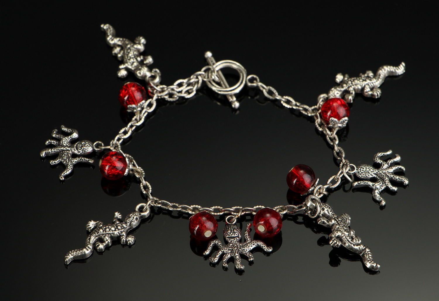 Wrist bracelet, steel, glass beads photo 2