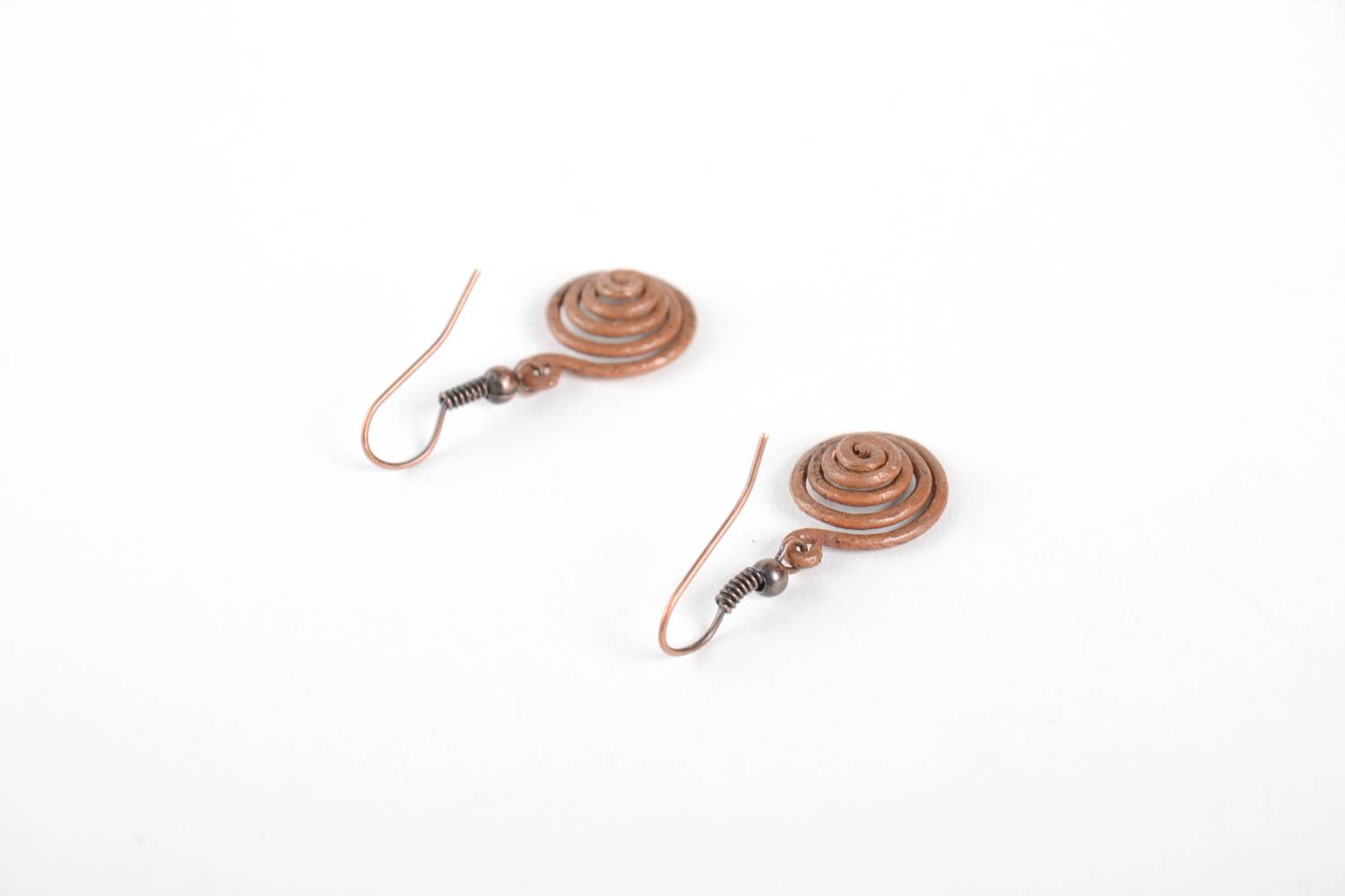 Boucles d'oreilles spirale Bijou fait main en cuivre wire wrapping Cadeau femme photo 3
