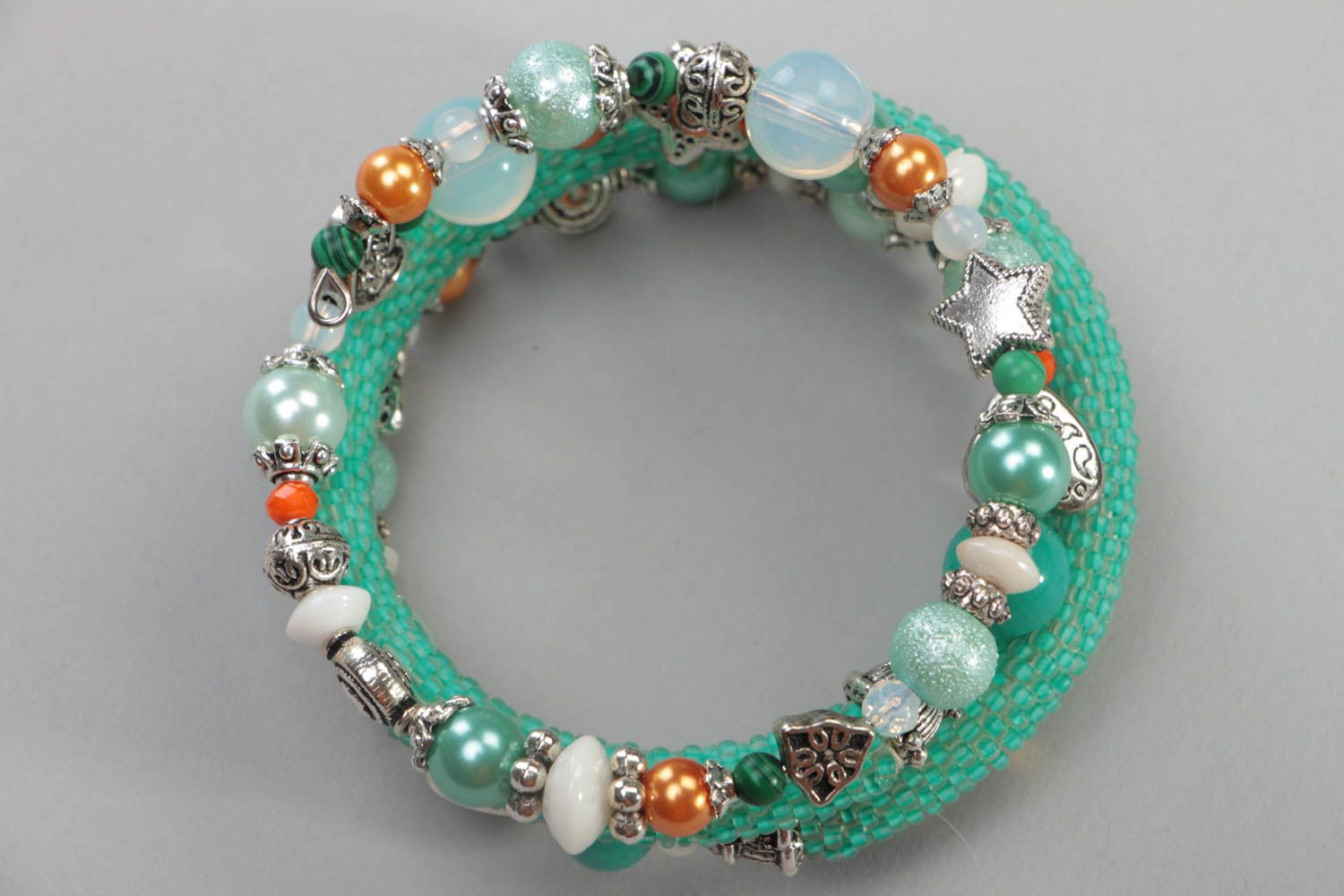 Turquoise color cham multi-layer gemstone all size bracelet for women photo 2