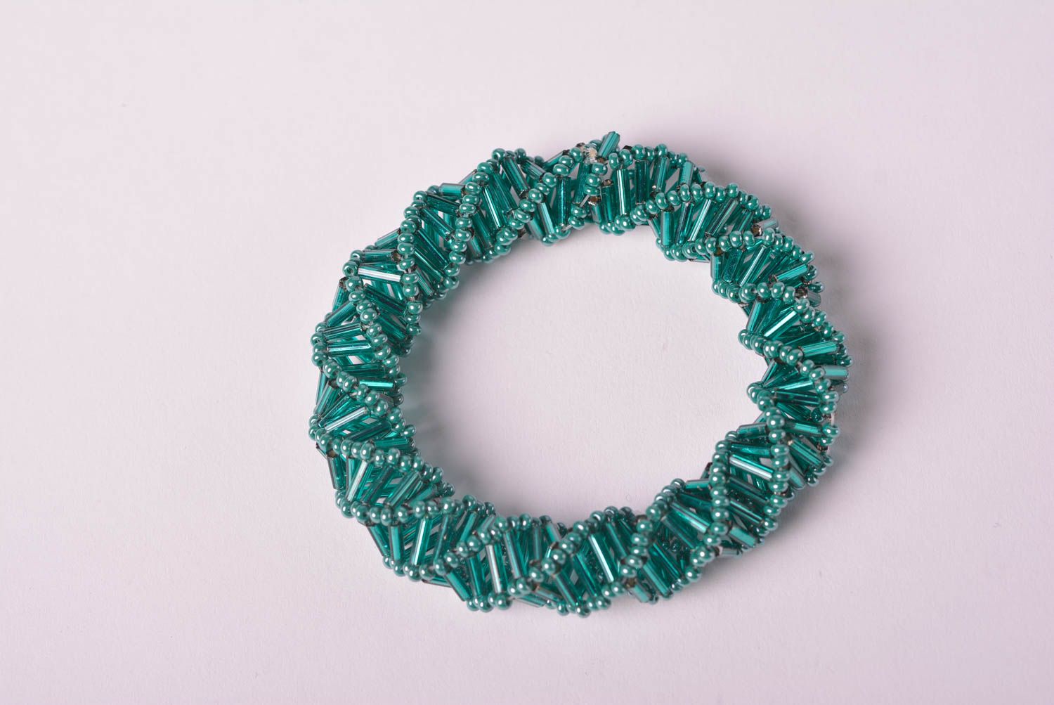 Браслет из бисера хэнд мэйд модный браслет зеленый стильное украшение из бисера фото 3