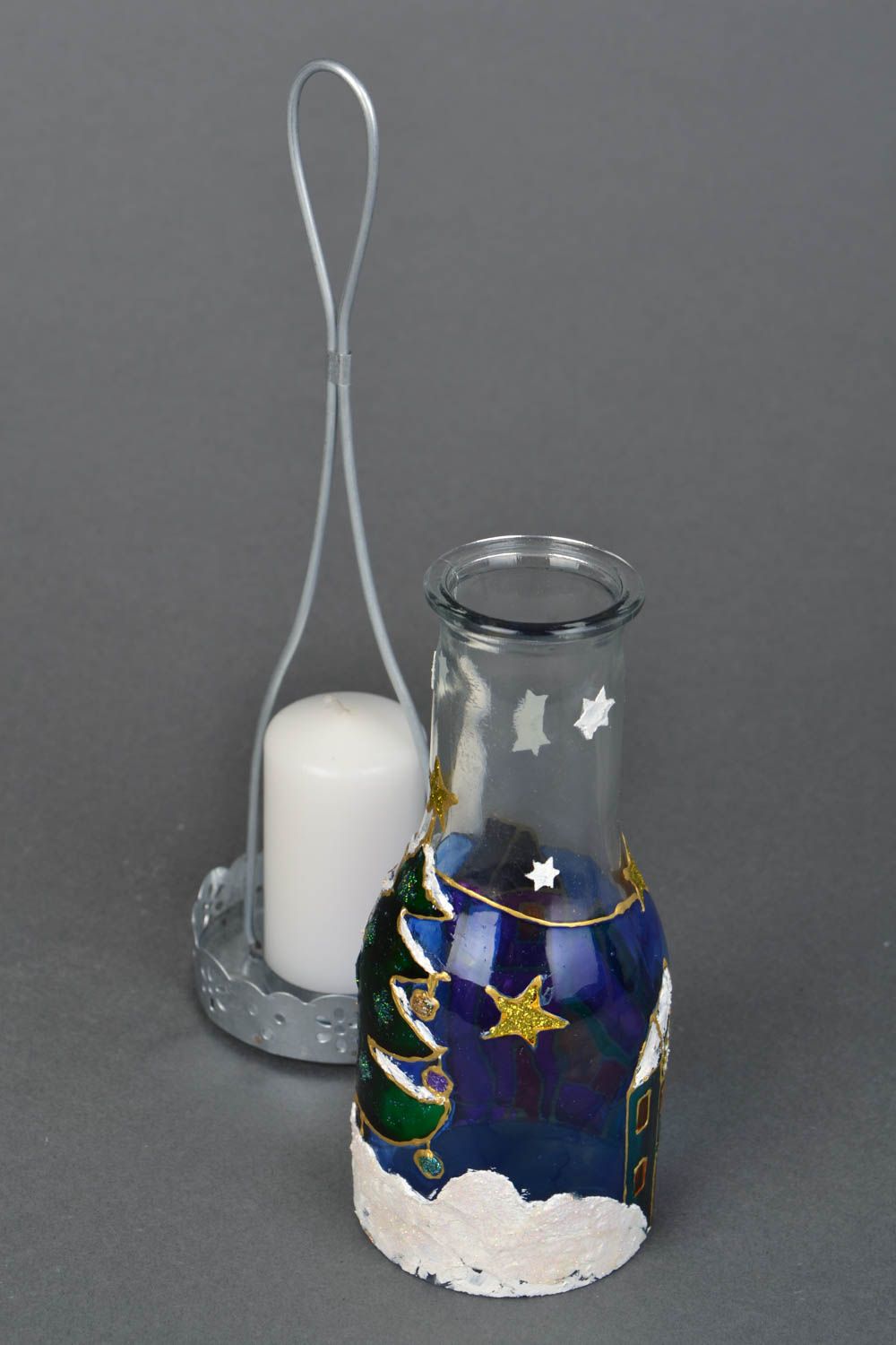 Bemalter Kerzenhalter aus Glas foto 5