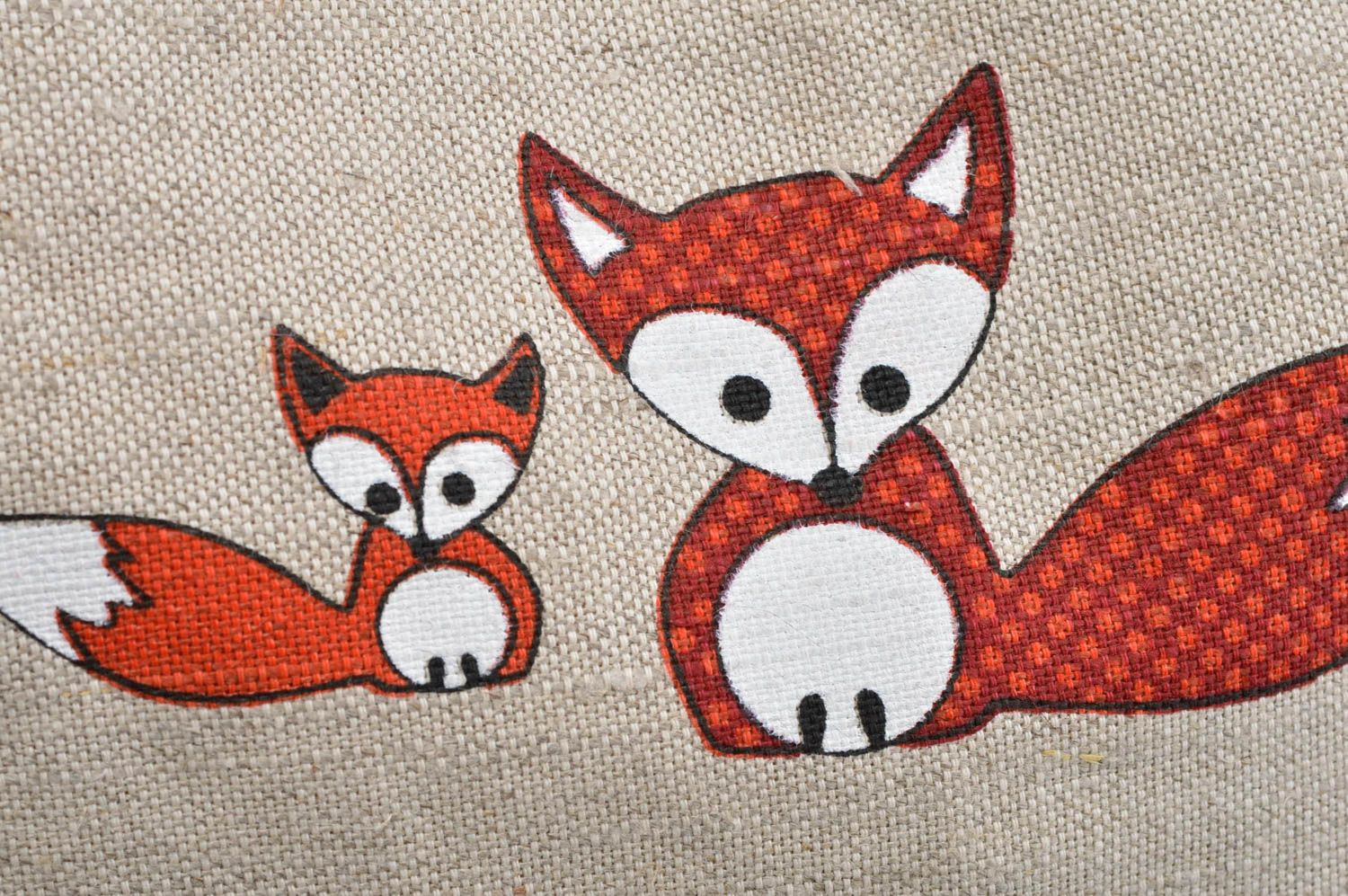 Sac en tissu de lin et coton avec imprimé renards fait main pour femme photo 5