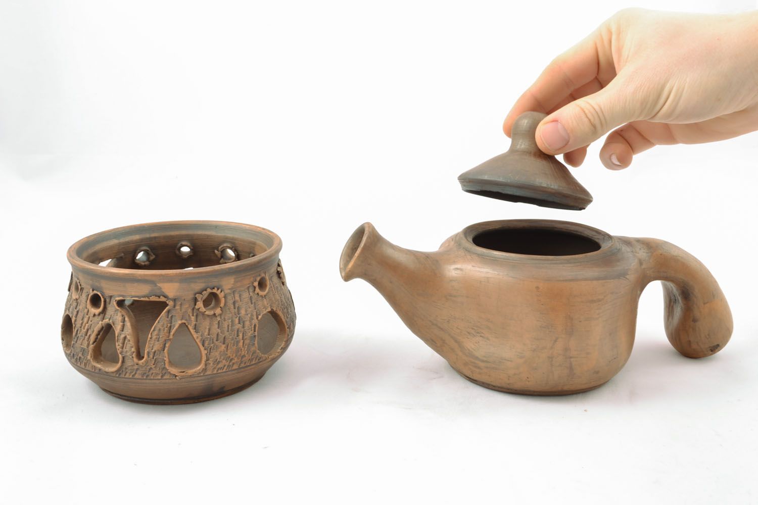 Keramik Teekanne mit Stövchen foto 1