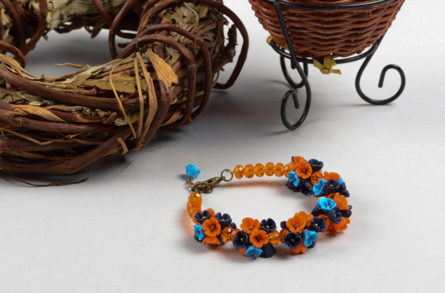 Pulsera de moda hecha a mano accesorio para mujeres anaranjado regalo original foto 1