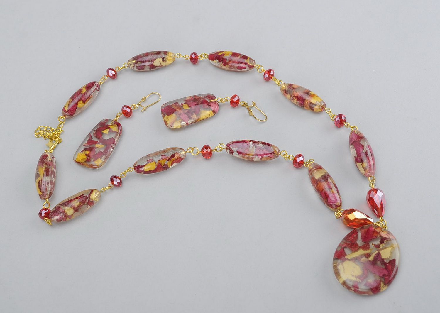 Set de joyas: pendientes colgante Viento rosado foto 2