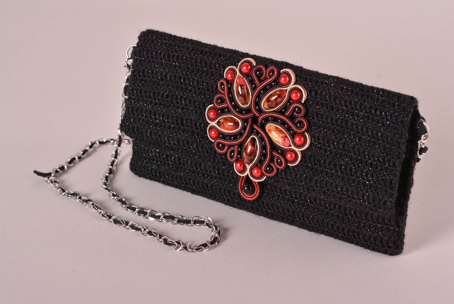Clutch Tasche handmade Accessoire für Frauen Geschenk für Frauen schwarz  foto 1