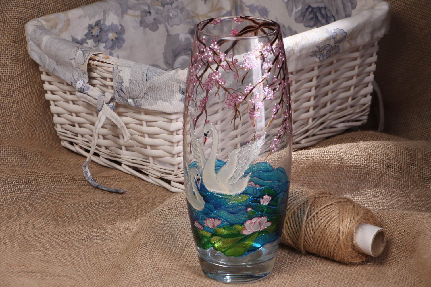 Florero de cristal para flores pintado con tintes vitrales de capacidad de 1,5 litros foto 5