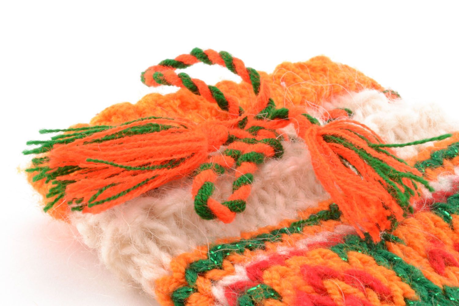 Chaussettes ornementées tricotées en laine naturelle  photo 2