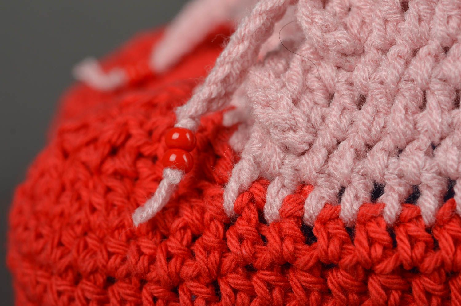 Chaussons de bébé au crochet faits main rose-rouge Chaussures pour bébé photo 4