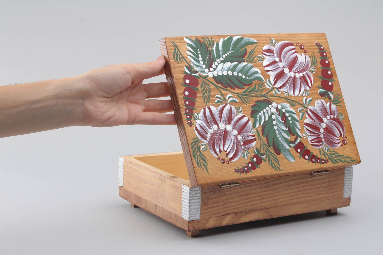 Caixinha de madeira para jóias feita à mão caixinha para acessórios pintada foto 1