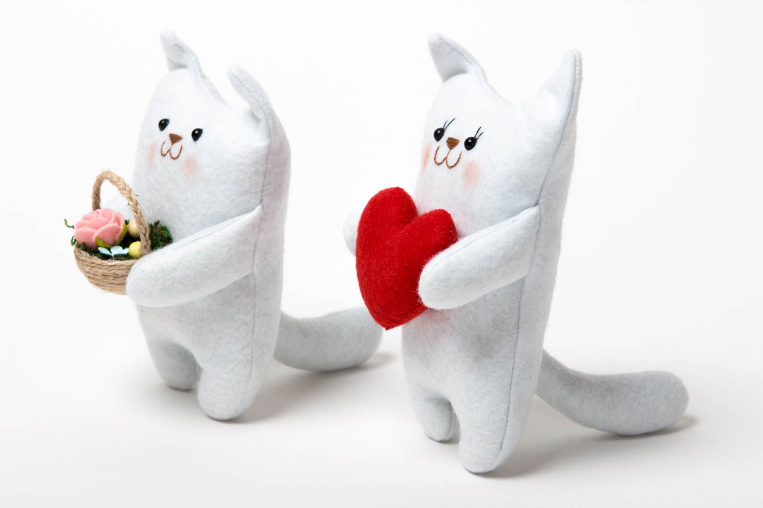 Игрушки коты набор игрушки ручной работы стильный декор для дома белый фото 2