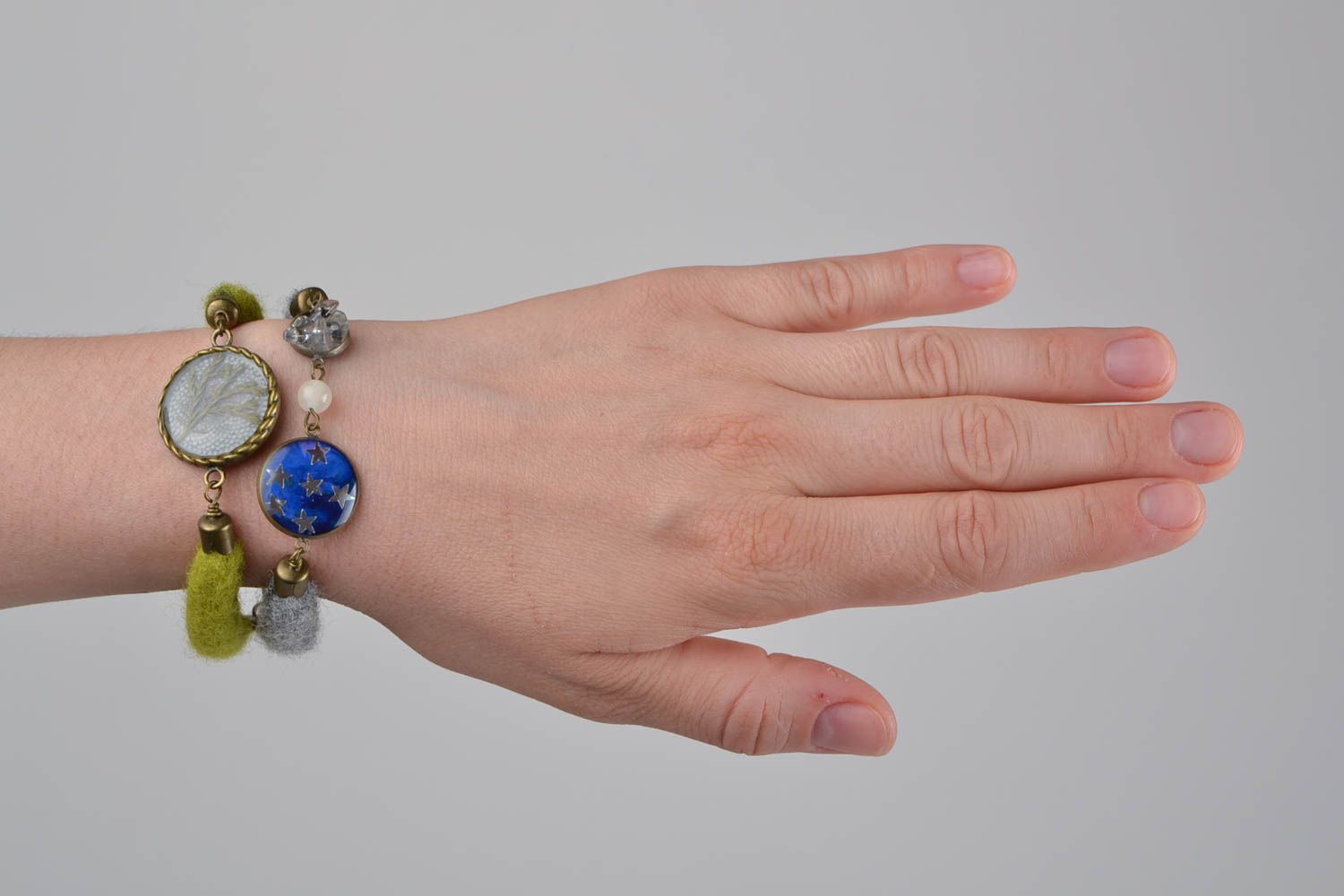 Handmade bracelet designer jewelry felt wool bracelet for women gifts for her photo 1