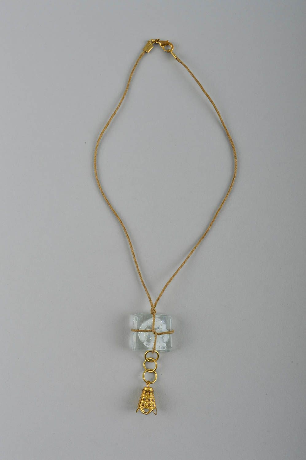 Handmade designer glass pendant unusual stylish pendant neck jewelry gift photo 3