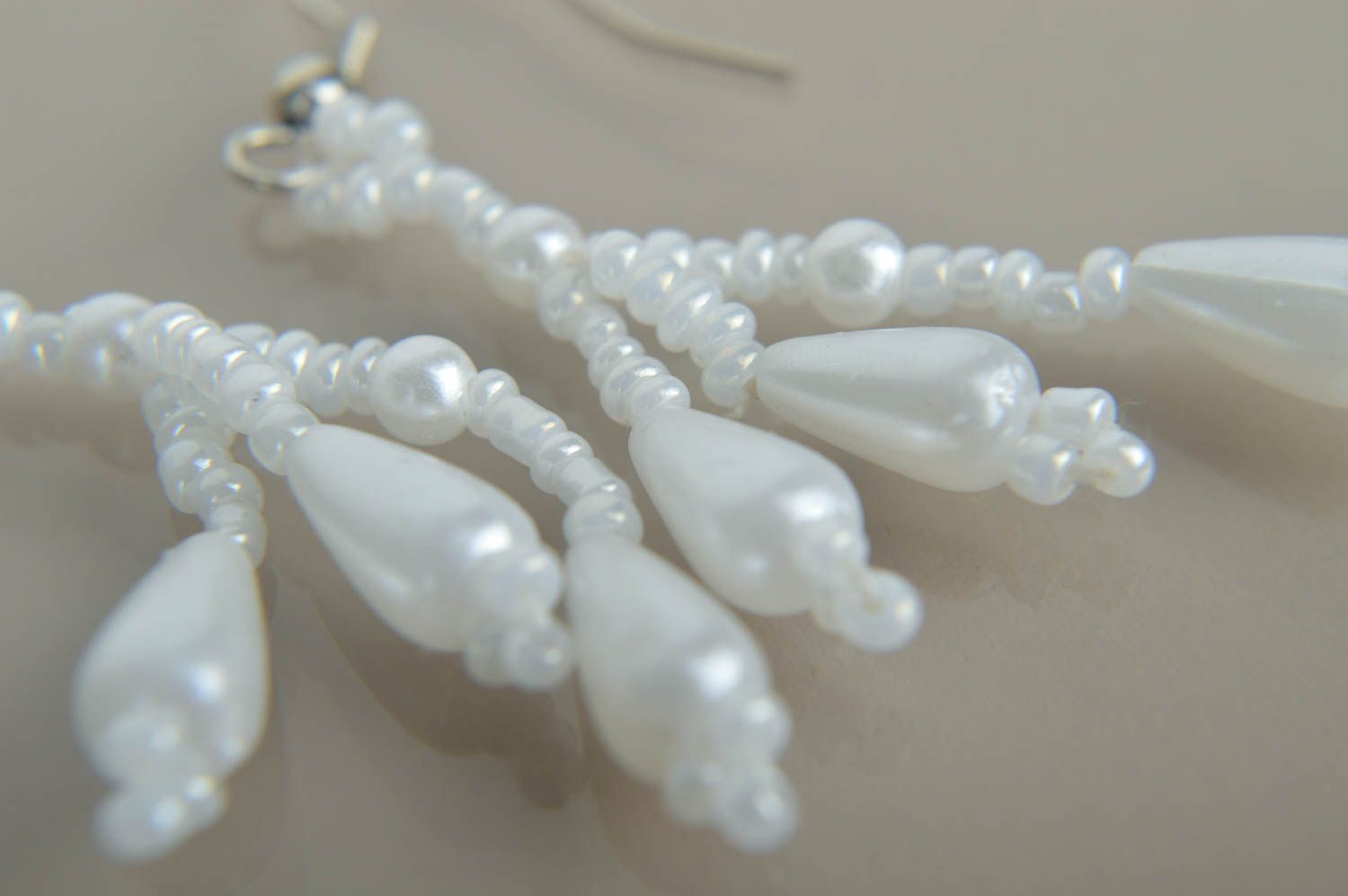 Juwelier Modeschmuck lange weiße schöne Handmade Ohrringe Geschenk für Frauen foto 2