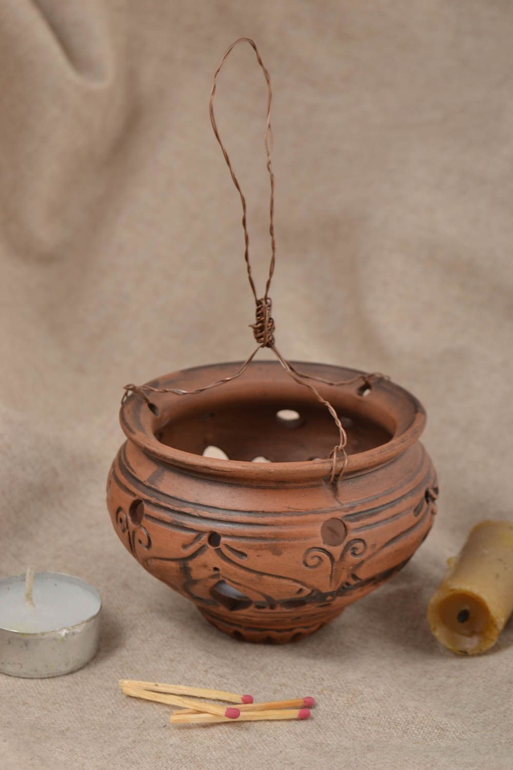 Portavelas de cerámica hecho a mano de barro sostenedor de velas regalo original foto 1