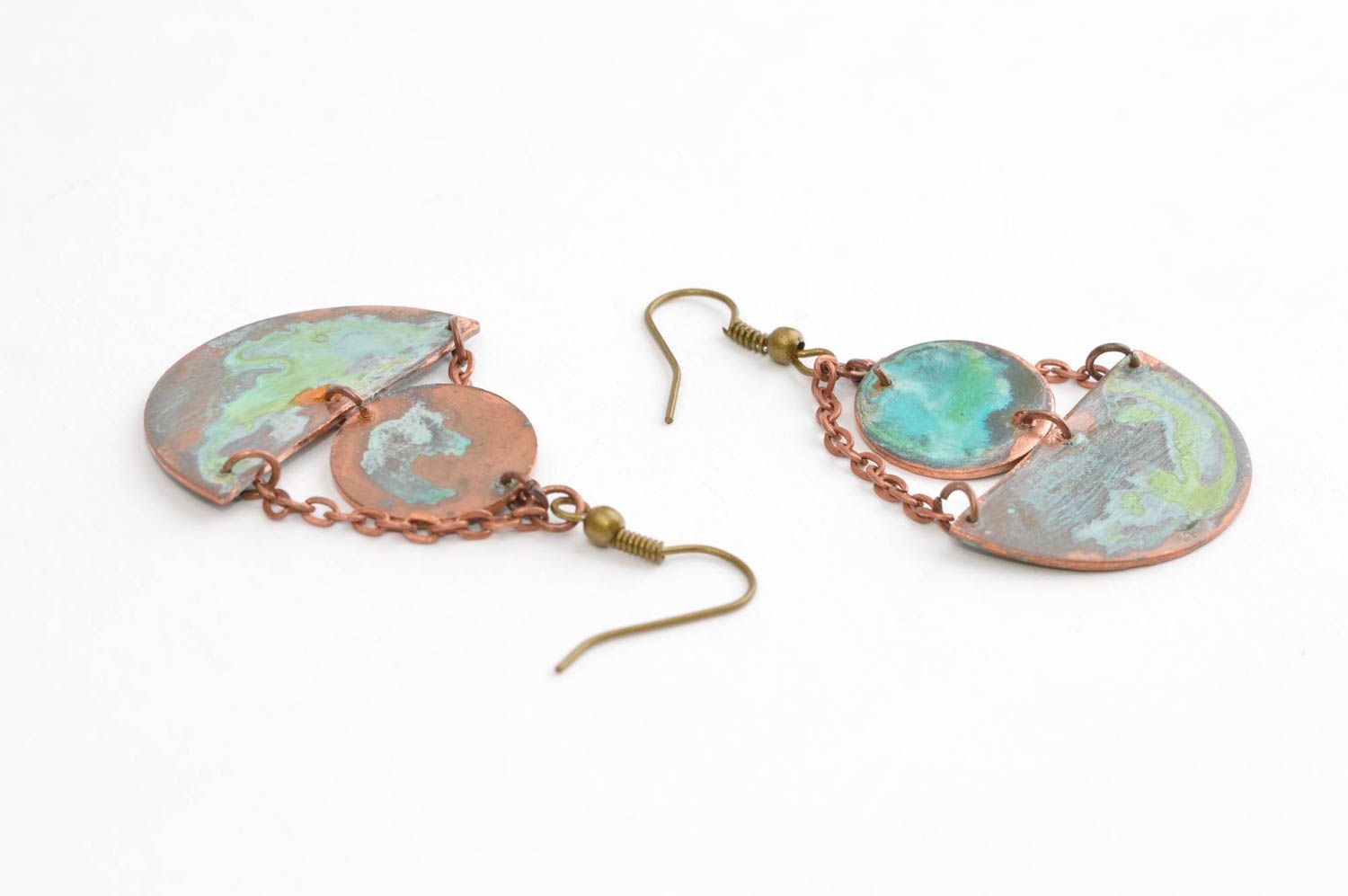 Pendientes de cobre artesanales accesorios para mujeres redondos regalo original foto 4