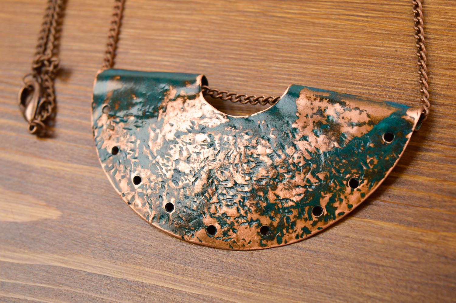 Handmade Designer Schmuck Accessoire für Frauen schöner Kupfer Anhänger Plateau foto 2