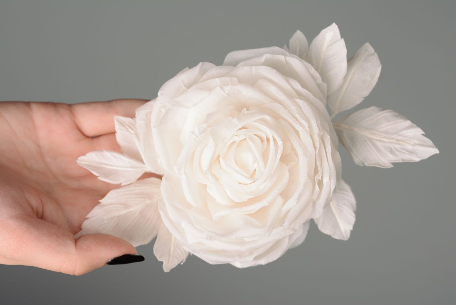 Blumen Brosche aus Stoff weiße Rose foto 5