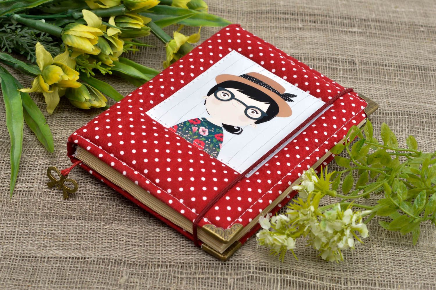 Handmade beautiful notebook designer notebook with textile cover cute diary photo 1