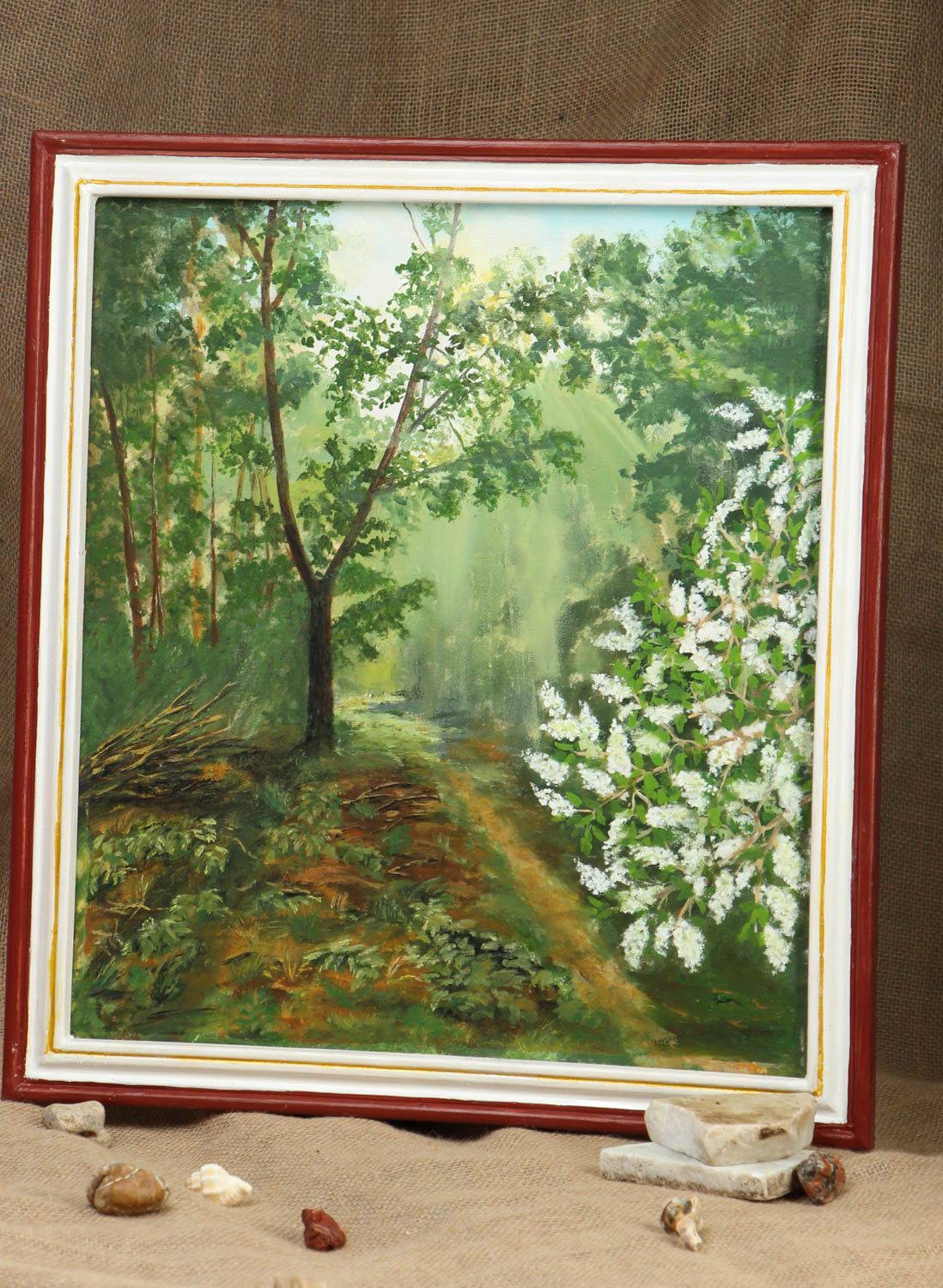 Картина современного художника маслом Утро в лесу фото 4
