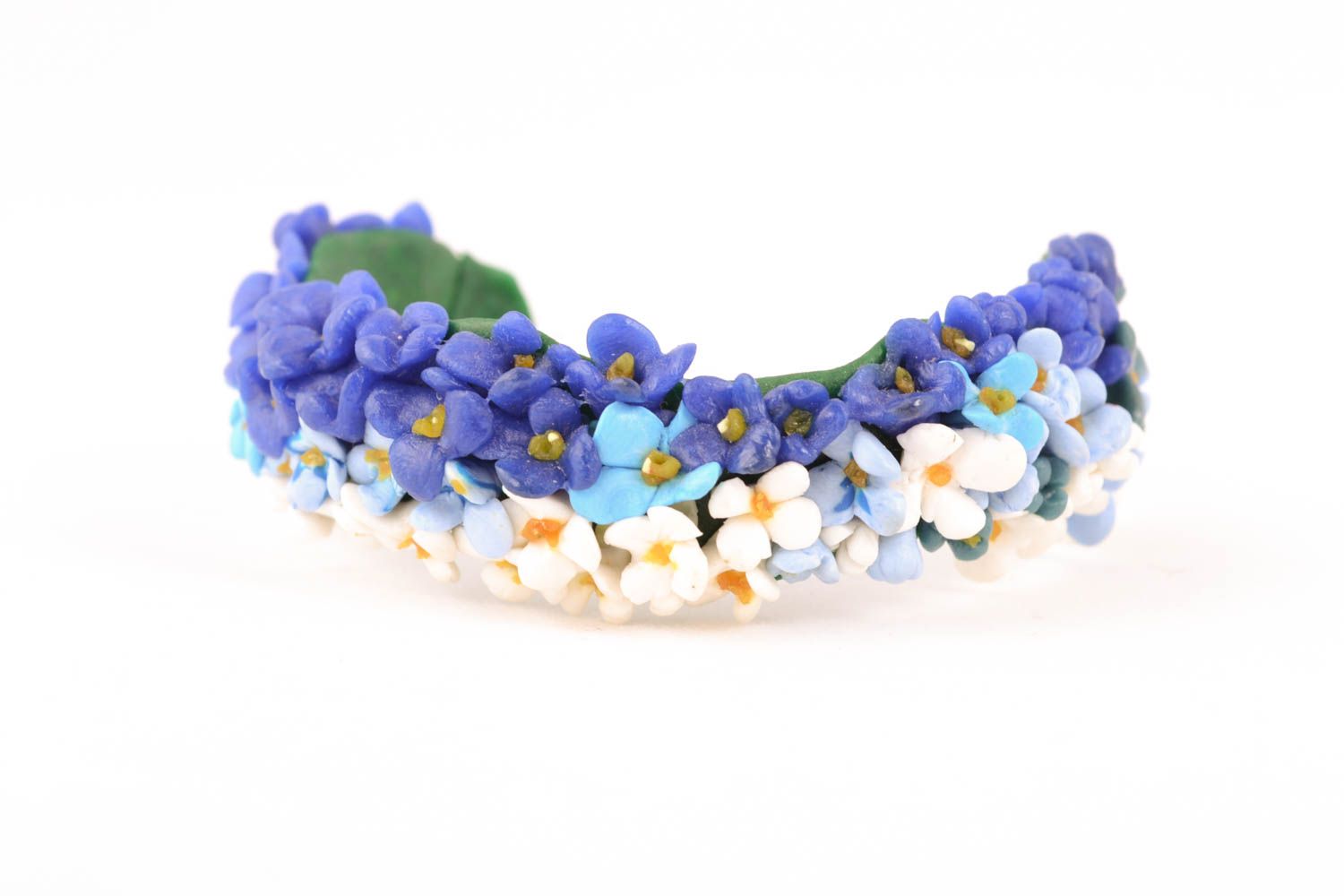 Polymer clay bracelet with flowers photo 1