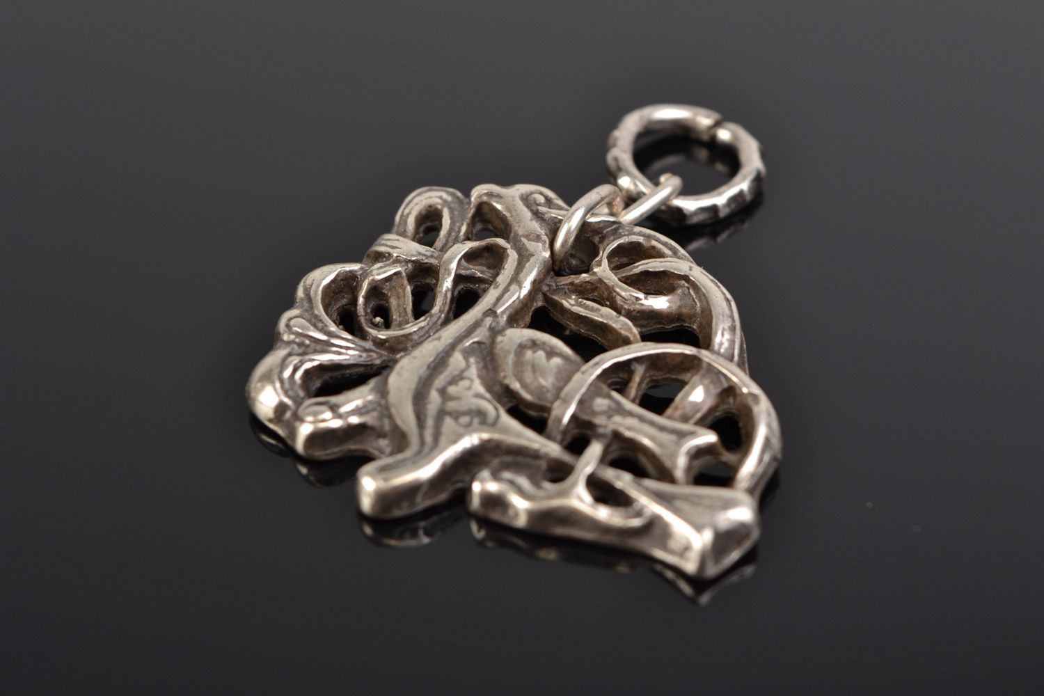 Handmade neck pendant cast of hypoallergenic metal alloy in ethnic style photo 1
