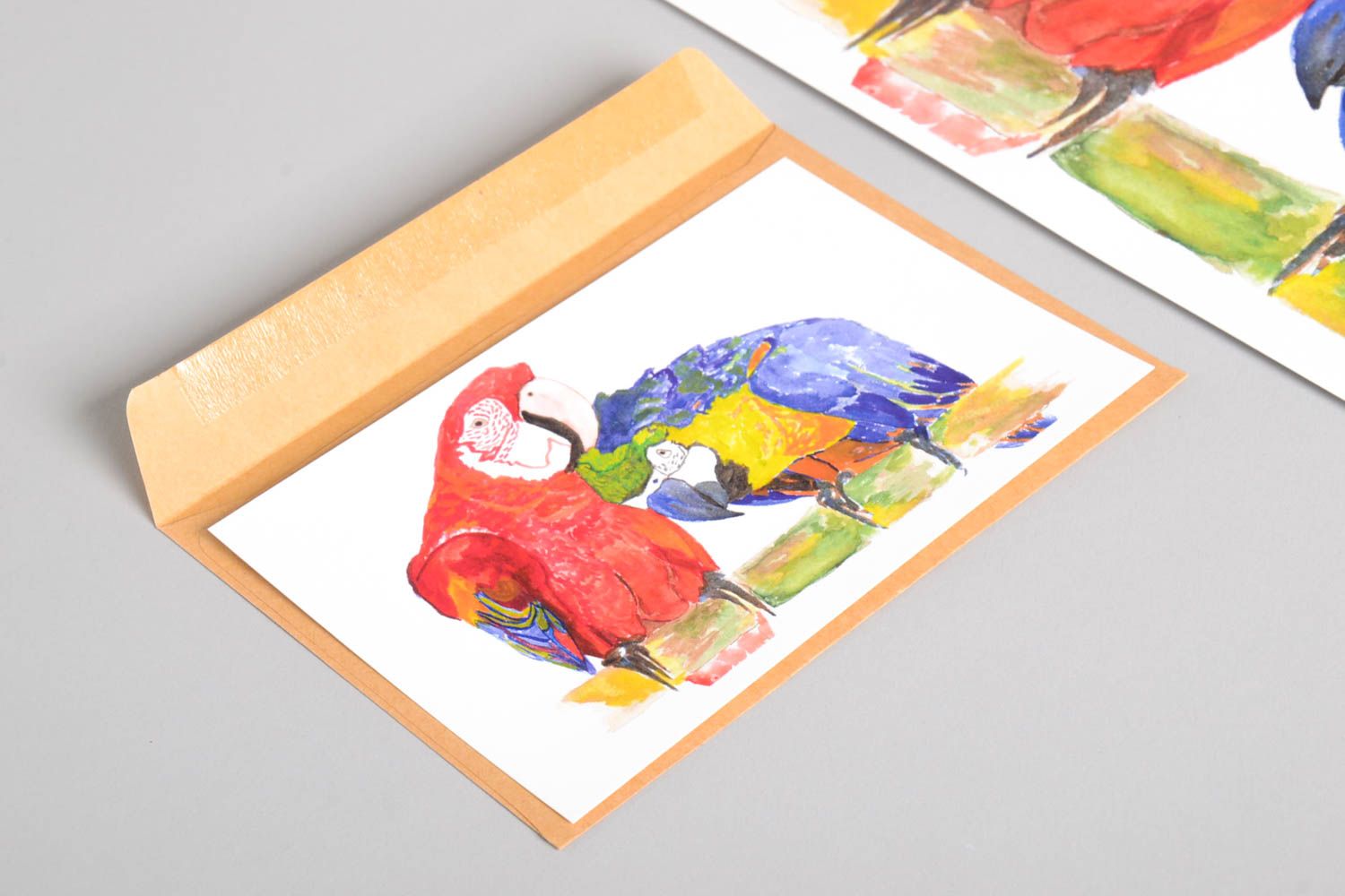 Подарок ручной работы рисунки красками акварель постеры картины попугаи  фото 2