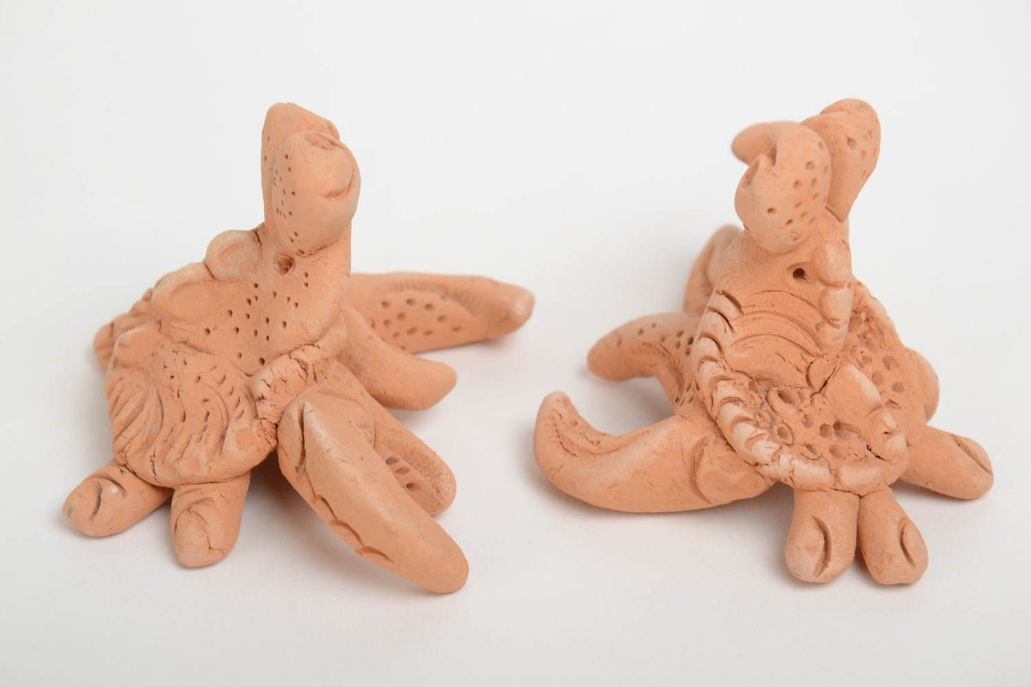 Handmade designer clay interior statuettes of crabs 2 pieces home decor photo 4
