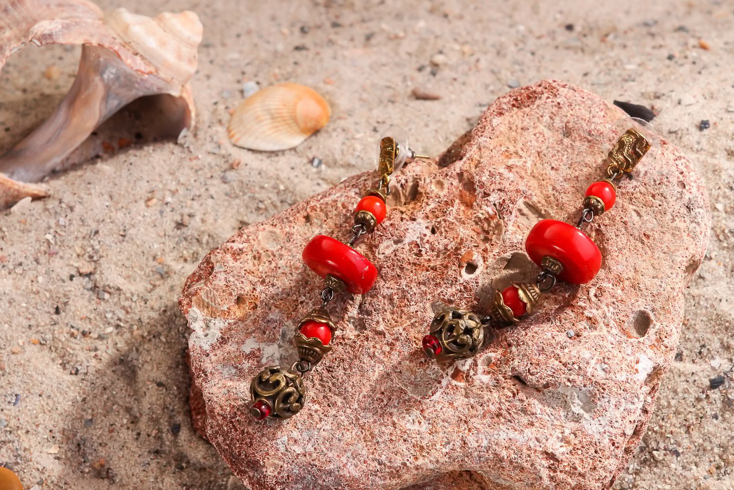 Coral earrings photo 2