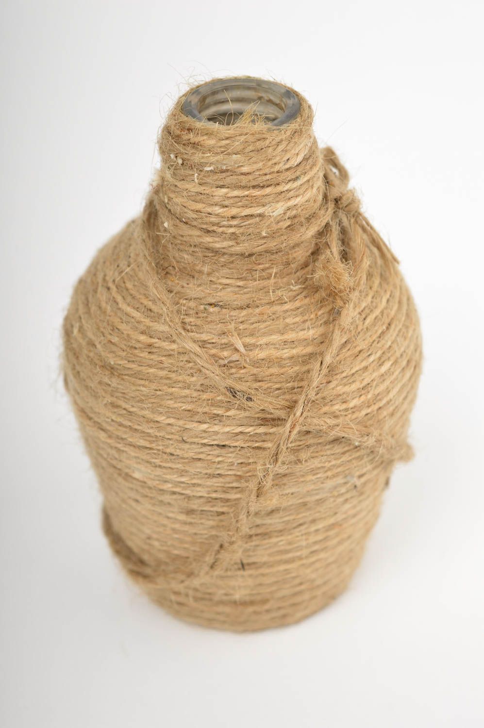 5 inches glass bottle decorated with twine 0,55 lb photo 2