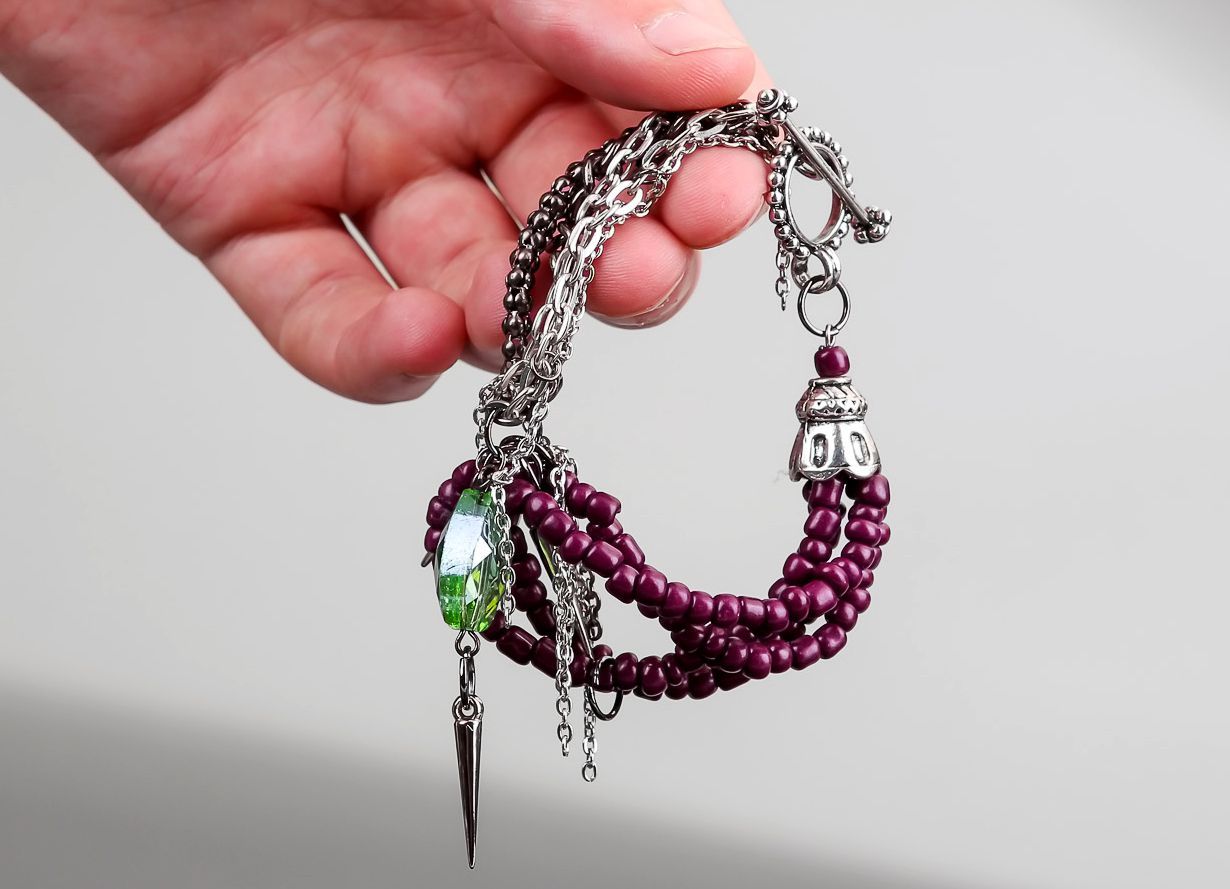 Wrist bracelet, beads, metal photo 5