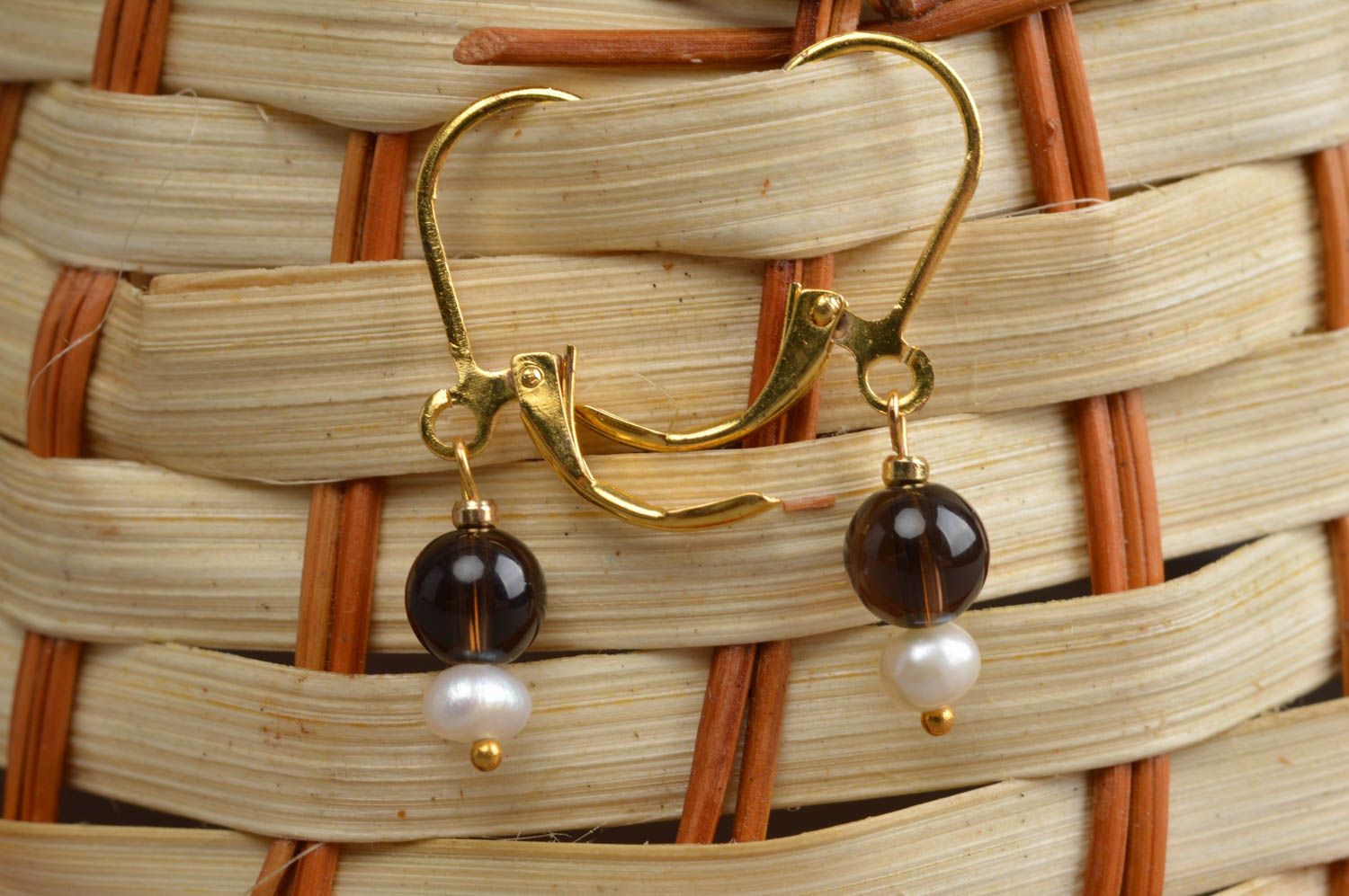 Beautiful handmade beaded earrings with natural stones designer jewelry for gift photo 1