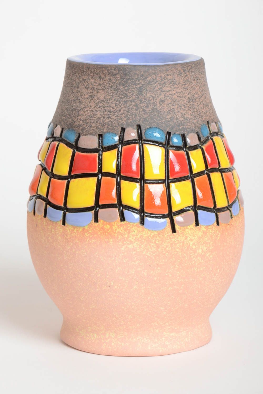 Handmade Keramik Vase originell Haus Deko schöne ausgefallene Vase bemalt 800 ml foto 2