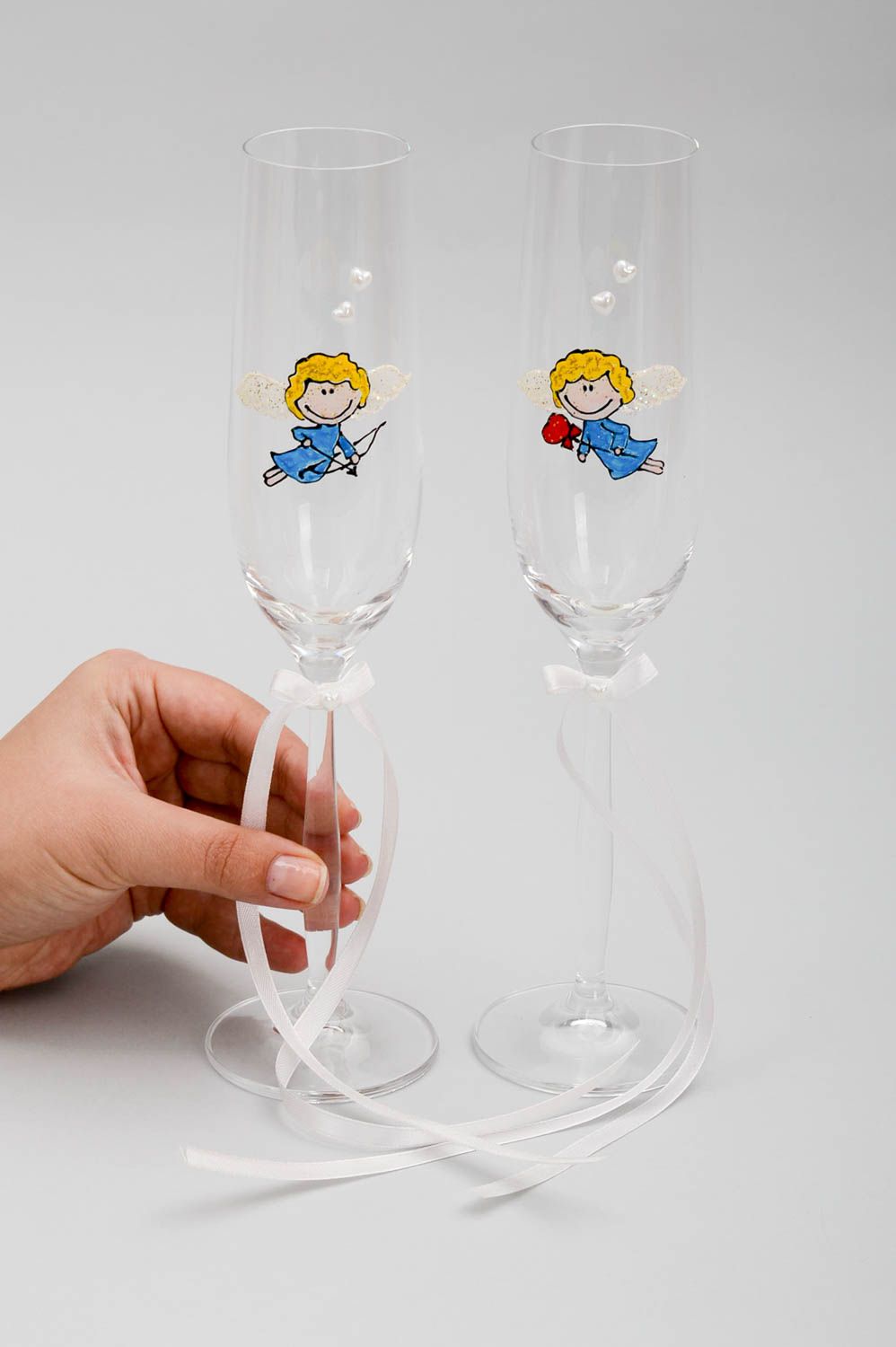 Copas de matrimonio hechas a mano de cristal accesorio para boda regalo original foto 5