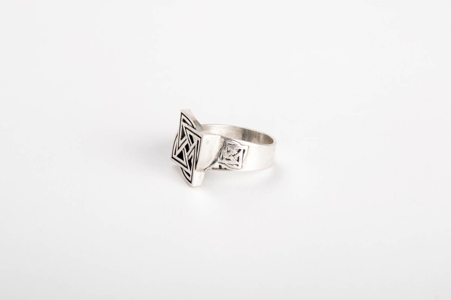 Handmade silver jewelry unusual stylish ring designer accessory for men photo 2