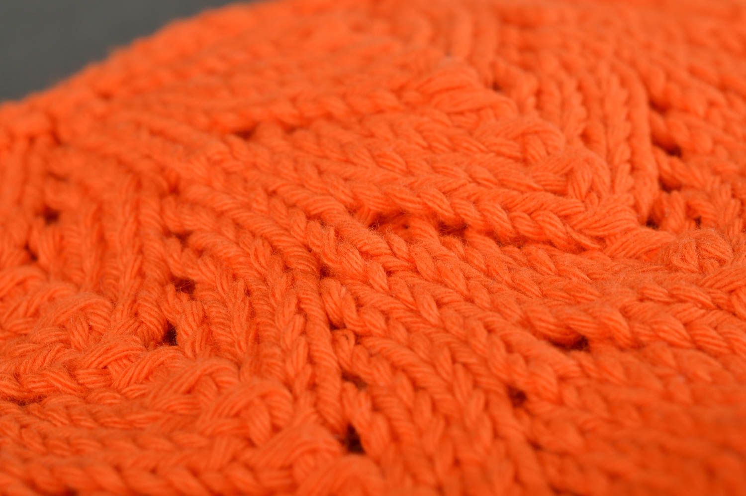 Bonnet tricot Chapeau au crochet fait main ajouré orange Vêtement enfant photo 5