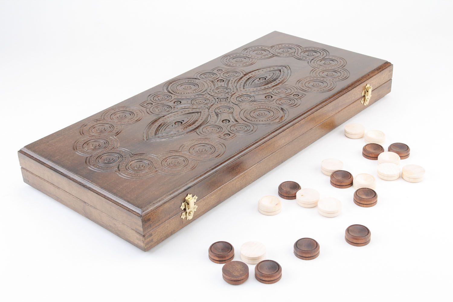 Backgammon di legno fatto a mano giochi da tavolo tavola reale intagliata
 foto 5