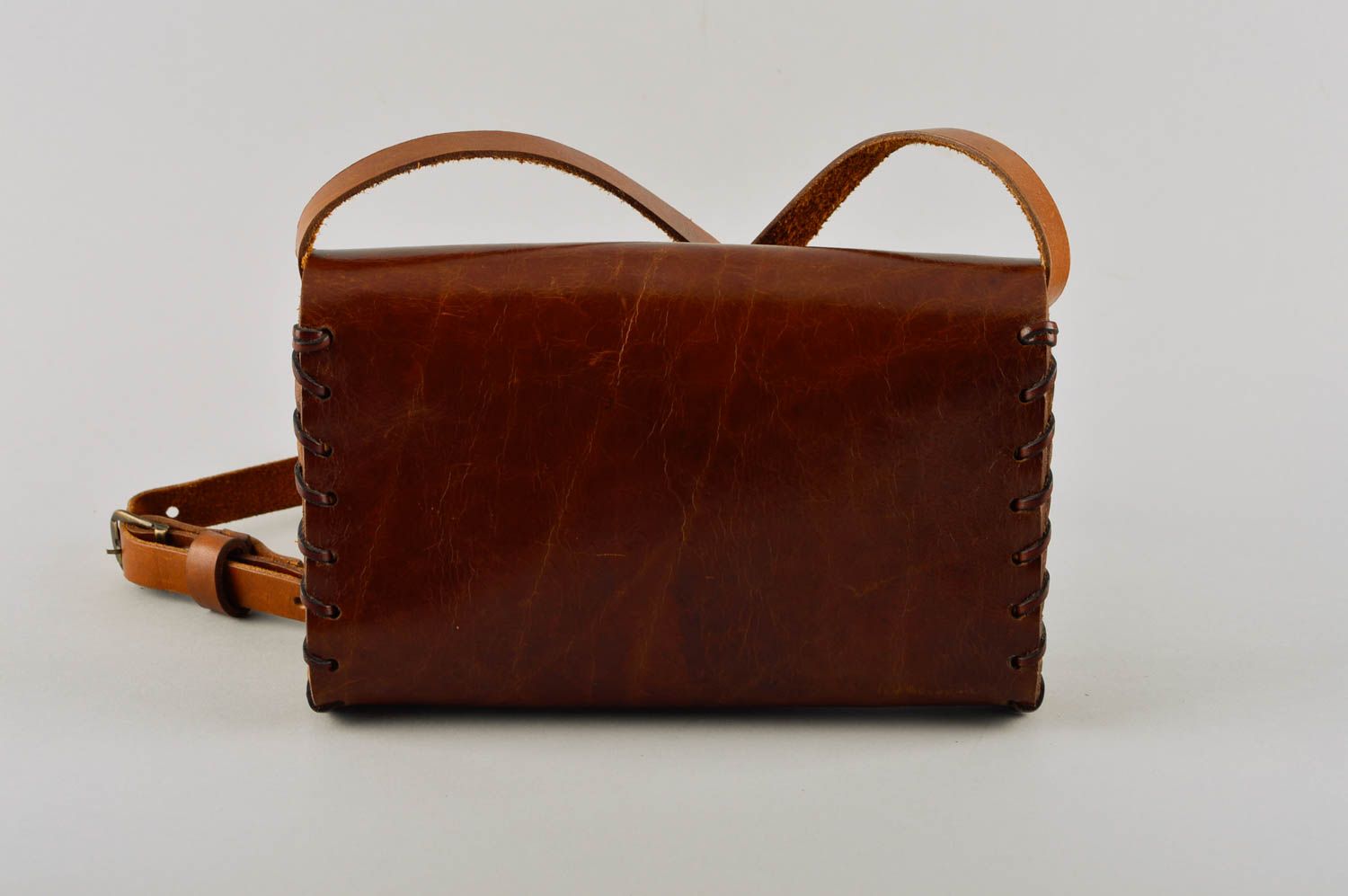 Unusual handmade leather bag leather goods shoulder bag fashion trends photo 5