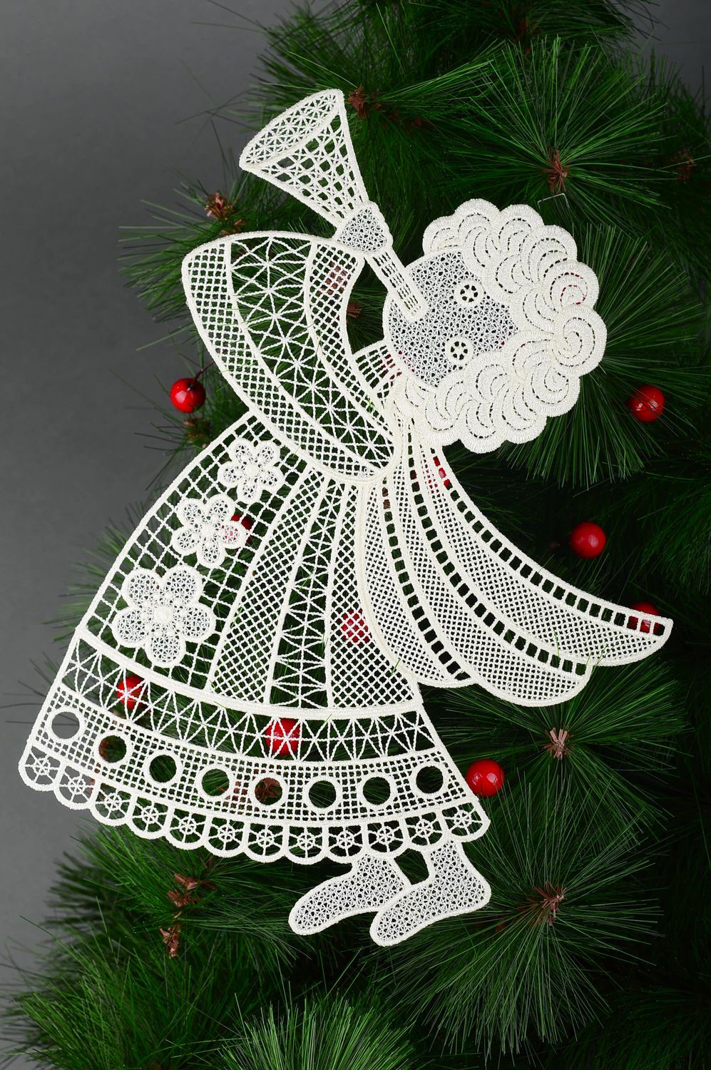 Adorno navideño hecho a mano elemento decorativo juguete para Navidad blanco foto 1
