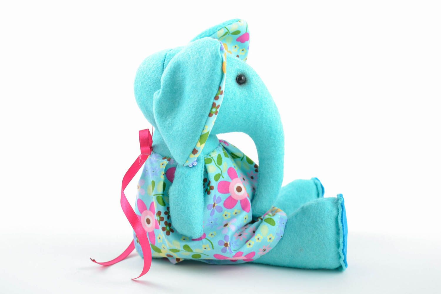 Мягкая игрушка слон ручной работы авторская красивая стильная из ткани для детей фото 3