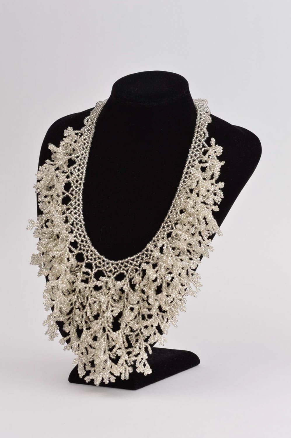Delicate necklace stylish bijouterie seed bead necklace fashion lacy necklace photo 1