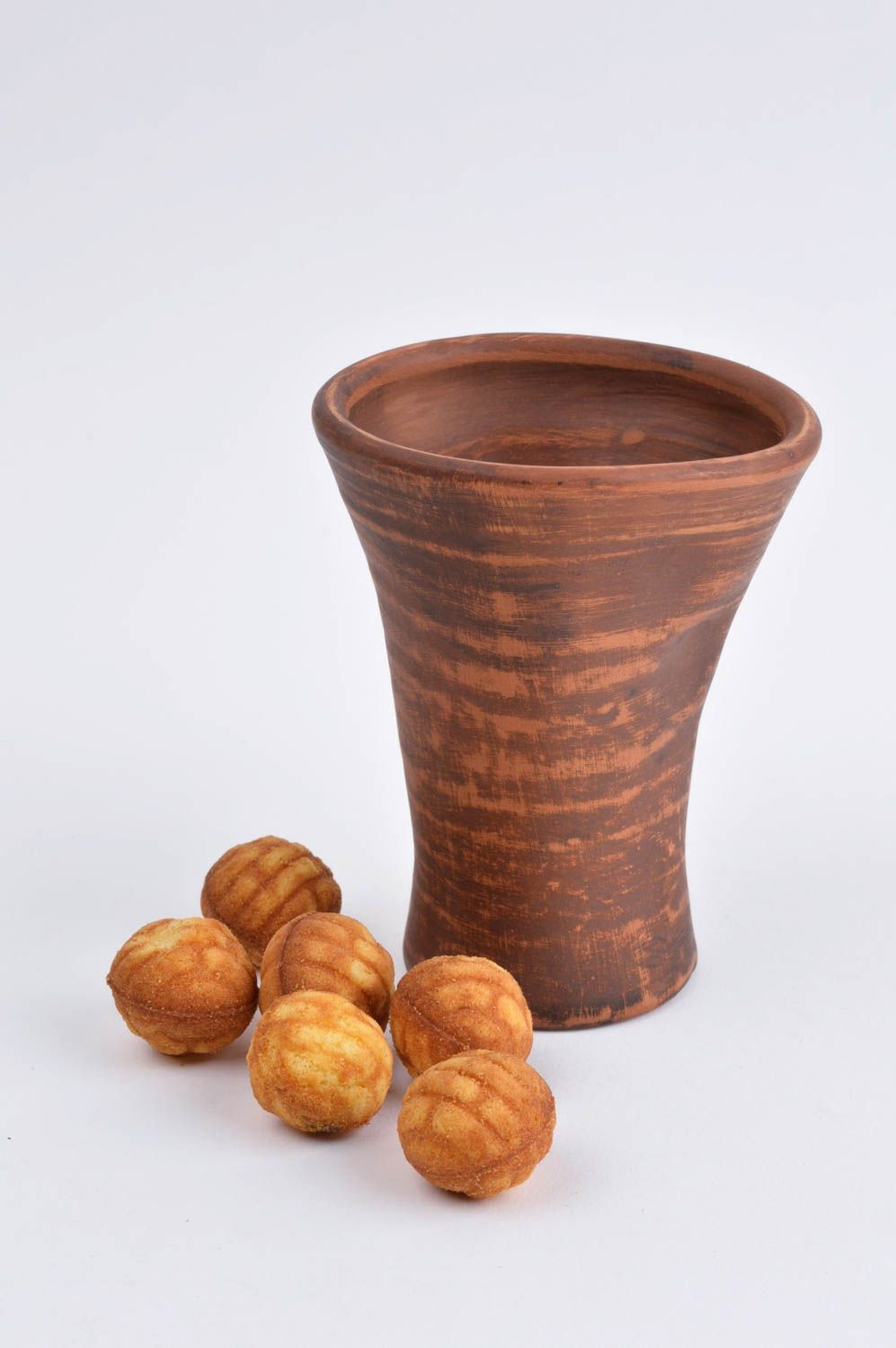 Becher aus Ton handgefertigt Keramik Geschirr Küchen Deko in Braun schön foto 1