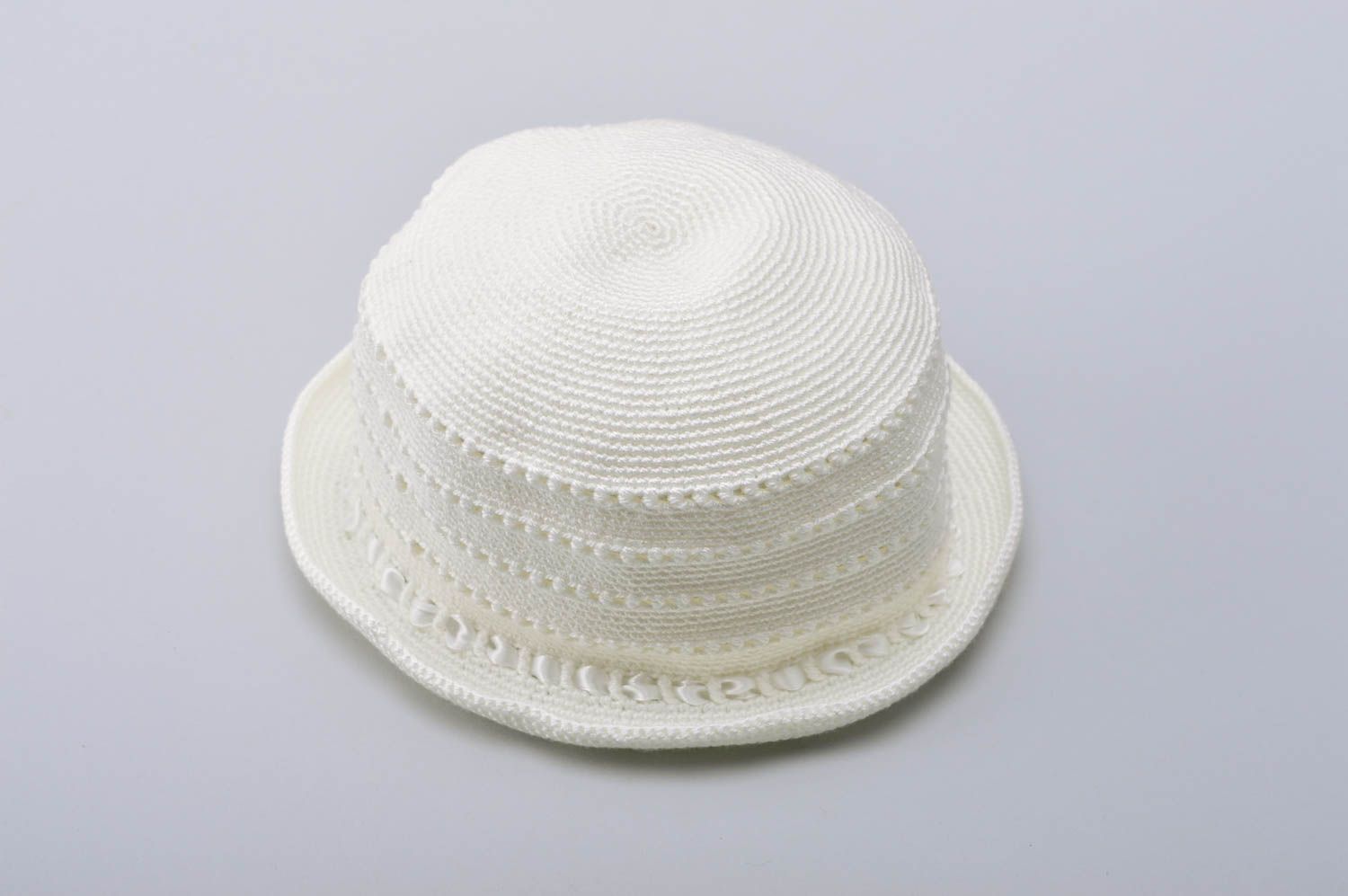 Handmade crocheted hat panama hat openwork summer hat for ladies present for her photo 4